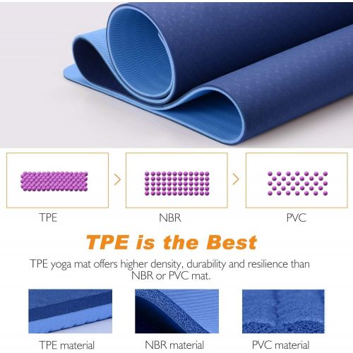  TOPLUS Yoga Mat - Classic 1/4 Inch Thick Pro Yoga Mat Eco Friendly Non Slip Fitness Exercise Mat with Carrying Strap-Workout Mat for Yoga, Pilates and Floor Exercises