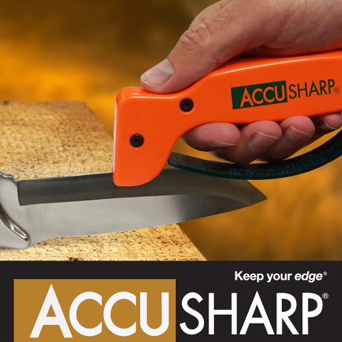  AccuSharp Knife & Tool Blaze Orange Sharpener - Diamond-Honed Tungsten Carbide Rust-Free Sharpener Quickly Sharpen, Restore, Repairs & Hone Serrated Blades, Cutting Tools, Cleavers