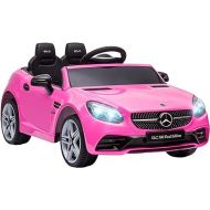 Aosom Mercedes SLC 300 Licensed Kids Electric Car with Remote Control, 12V Battery Powered Kids Ride on Car with Music, Lights, Suspension for 3-6 Years Old, Pink