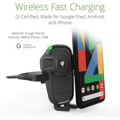  [아마존베스트]iOttie Wireless Car Charger Easy One Touch Wireless 2 Qi Charging CD Slot + Air Vent Combo Phone Mount for iPhone, Samsung Galaxy, Huawei, LG, Smartphones