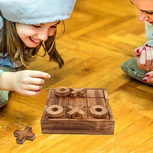  Glintoper Tic Tac Toe & 4 in a Row Tables Game Set, Classic Board Line Up 4 Game for Living Room Rustic Table Decor and Use as Game Top Wood Guest Room Decor Strategy Board Games f