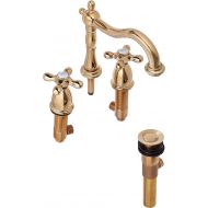 Elements of Design EB1972AX New Orleans 8 to 16 Widespread Bathroom Faucet with Retail Pop-Up, 6-1/2 in Spout Reach, Polished Brass