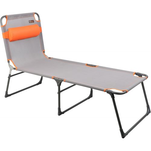  [아마존베스트]PORTAL Adjustable Folding Reclining Lounger Beach Bed Cot, Grey, Set Up Size: 76 (L) X 25 (W) X 15.75 (H)