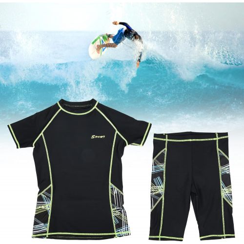 VGEBY Wetsuit, 2 Pieces Summer Surfing Diving Suit Short Sleeve Wetsuit Swimming Short Sleeve Shirt with Shorts for Men Water Sports