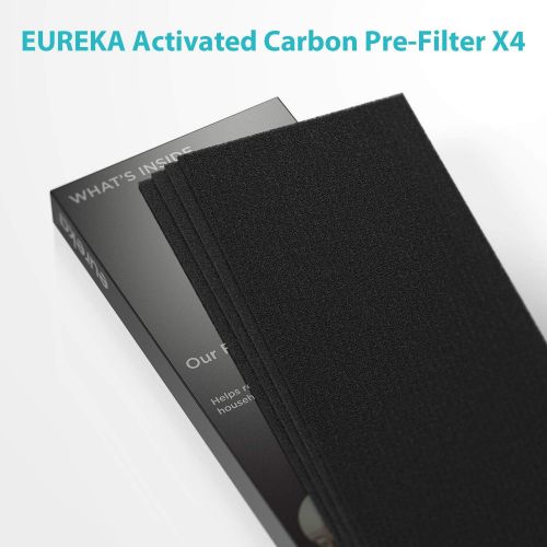  Eureka Air Purifier NEA-C1, Activated Carbon Filter x 4, Replacement for InstantClear NEA120, Black