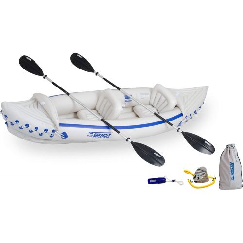 씨이글 Sea Eagle 2 Person Inflatable Sport Kayak Canoe Boat with Pump and Oars