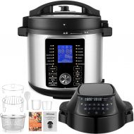 COOCHEER 17-In-1 Instapot 6 Quart Electric Pressure Cooker Air Fryer Combo, 1500W Slow Cooker, Multicooker, Rice Cooker with Nesting Broil Rack/Two Detachable Lids, Smart LED Touchscreen, R