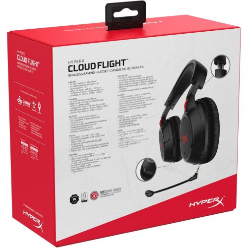  HyperX Cloud Flight - Wireless Gaming Headset, with Long Lasting Battery Upto 30 hours of Use, Detachable Noise Cancelling Microphone, Red LED Light, Bass, Comfortable Memory Foam,