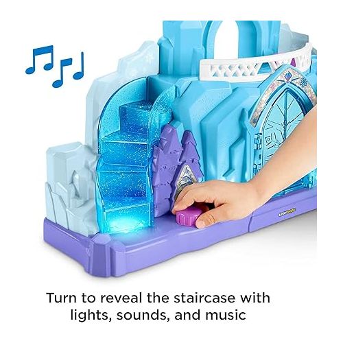 피셔프라이스 Disney Frozen Toys, Little People Playset with Lights and Music, Elsa and Olaf Figures, Elsa’s Ice Palace, Toddler and Preschool Toys