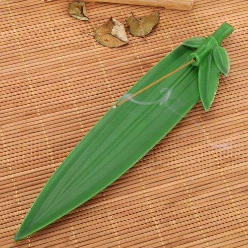  인센스스틱 Accmor Incense Stick Holder, Ceramic Bamboo Leaf Shape Incense Burner, Cone Incense Burner Ash Catcher