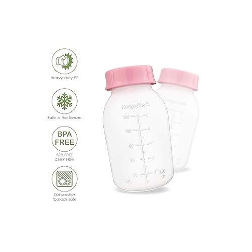  Maymom Breast Pump Bottle Compatible with Medela Pump in Style MaxFlow, Freestyle, Swing Maxi Pump, Maymom Breastshields; Compatible with Ameda MYA Joy, Finesse and Purely Yours Pumps; 8pc/pk