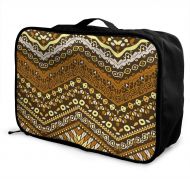 HFXFM Ethnic Pattern with Zigzag Travel Pouch Carry-on Duffel Bag Waterproof Portable Luggage Bag Attach to Suitcase