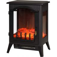 HOMCOM Electric Fireplace Heater, Fireplace Stove with Realistic LED Flames and Logs, Remote Control and Overheating Protection, 750W/1500W, Black