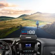 Head-Up Display, LEMSIR Car HUD Speedometer OBD II/EUOBD Interface with Foldable Display Board, Digital HD LED Projector Display Speed MPH Driving Reminder Alarm Light Sensor