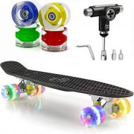 M Merkapa Merkapa LED Skateboard for Kids Ages 6-12 Kits, T Tools, LED Flashing Wheels, LED Complete Skateboard