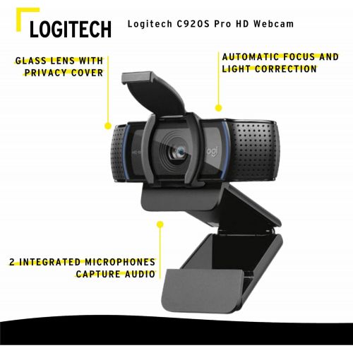 로지텍 Logitech C920S HD Pro Webcam with Privacy Shutter Bundle with 4-Port 3.0 USB Hub (2 Items)