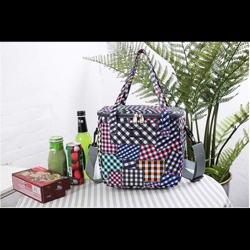  Teerwere Picnic Basket Lunch Bag 9L Oxford Cloth Small Insulation Bag Outdoor Multifunctional Insulation Bag Picnic Bag Picnic Baskets with lid (Color : Plaid)
