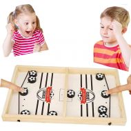 CABINAHOME Fast Sling Puck Game Desktop Battle 2 in 1 Ball air Hockey Game Board Games Foosball Slingshot Table Game Wood Interactive Chess Toy for Kids Family (Football)