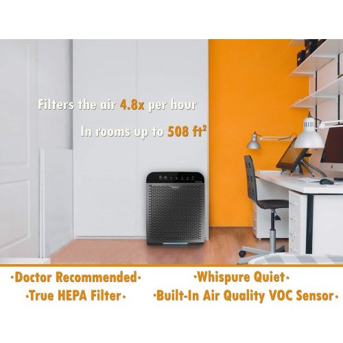  Whirlpool WPPRO2000M Whispure True Hepa Air Purifier, Activated Carbon, 508 Sq ft, Smart Auto Mode, Ideal For Allergies, Odors, Pet Dander, Mold, Smoke, Wildfire, Germs - Silver