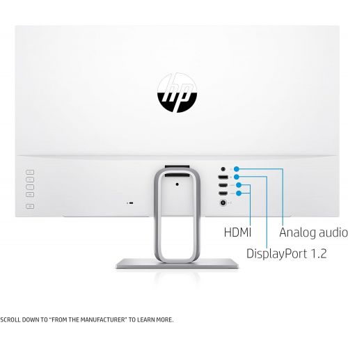 에이치피 HP Pavilion 27q 27-inch QHD 2k 1440p IPS LED Monitor with AMD FreeSync Support, 100% sRGB, and VESA Mounting Bracket (1HR73AA#ABA) - Silver