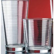 [아마존베스트]Le'raze Set of 16 Heavy Base Ribbed Durable Drinking Glasses Includes 8 Cooler Glasses (17oz) and 8 Rocks Glasses (13oz), - Clear Glass Cups - Elegant Glassware Set