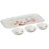Lenox Butterfly Meadow Sentiment 4pc Hors DOeuvres Tray with Dipping Bowls