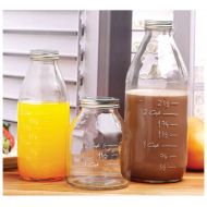 Circleware Odile Glass Milk Bottles with Capacity Measuring Marks, Set of 3, 33/17/17 oz, Clear