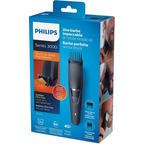 필립스 Philips BT3216/14 Series 3000 Beard Trimmer, 20 Length Settings, 3 Day Beard Made Easy