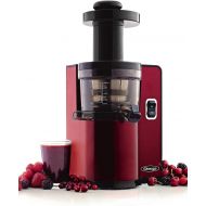 Omega Juicer Vertical Slow Masticating Juice Extractor 43 RPM Compact Design with Automatic Pulp Ejection, 150-Watt, Red
