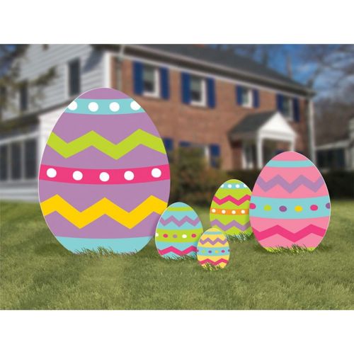  amscan Multicolored Easter Eggs Corrugated Signs, 5 Ct. | Party Decoration, Easter Easter Eggs Corrugated Signs