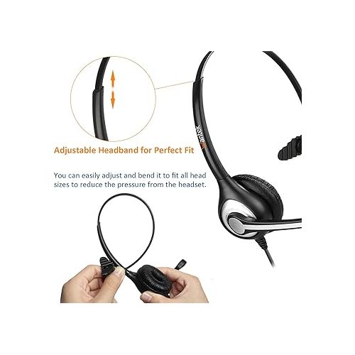  Wantek Corded Telephone Headset Mono w/Noise Canceling Mic + Quick Disconnect