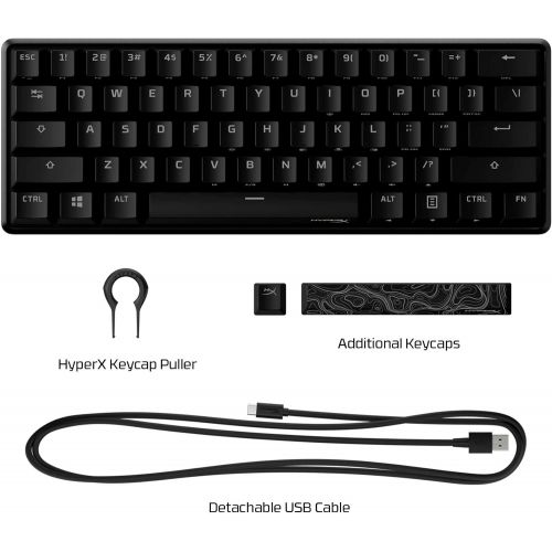  HyperX Alloy Origins 60 - Mechanical Gaming Keyboard, Ultra Compact 60% Form Factor, Double Shot PBT Keycaps, RGB LED Backlit, NGENUITY Software Compatible - Linear HyperX Red Swit