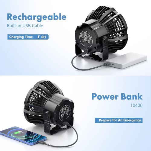  Camping Fan for Tents, 10400 Ezire Portable Fan Rechargeable with Light, Power Bank for Travel Outdoor Emergency