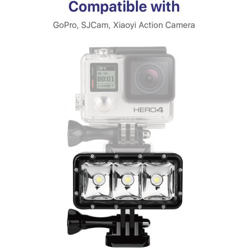  TNP Products TNP High Power Diving LED Light for Sports Action Cam, 40m Waterproof 300 LM Dimmable Rechargeable Underwater Night Light w/Mount Kit for GoPro 6/5/Session/4/3+/2, SJCAM, Yi Action