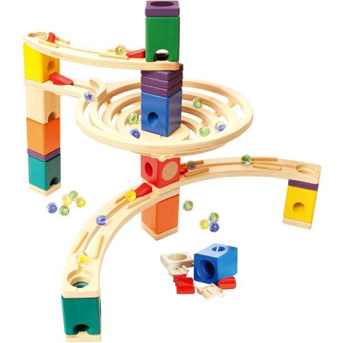  Hape Quadrilla Wooden Marble Run Construction - The Roundabout - Quality Time Playing Together Wooden Safe Play - Smart Play for Smart Families