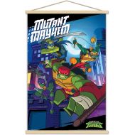 Trends International Nickelodeon Rise of The Teenage Mutant Ninja Turtles - Mayhem Wall Poster with Wooden Magnetic Frame, 22.375 x 34, Premium Print and Beechwood Hanger Bundle