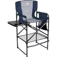 Coastrail Outdoor Tall Directors Chair Folding 30 Height, Supports 400 lb, Padded Comfort Indoor, Outdoor, Patio Chair with Side Table & Pockets for Camping Artists Patio RV Studio