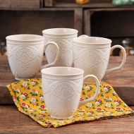 The Pioneer Woman Charming Antique Style Farmhouse Lace Mug Set (LINEN)