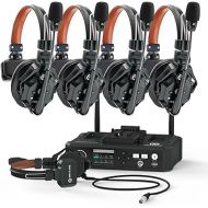 Hollyland Solidcom C1 PRO 5-Person Noise Cancelling Wireless Intercom Headset System w/HUB, 1100ft Full-Duplex 1.9GHz AB Group PTT Mute Expandable Comm Headset for Church Drone TV Film Production