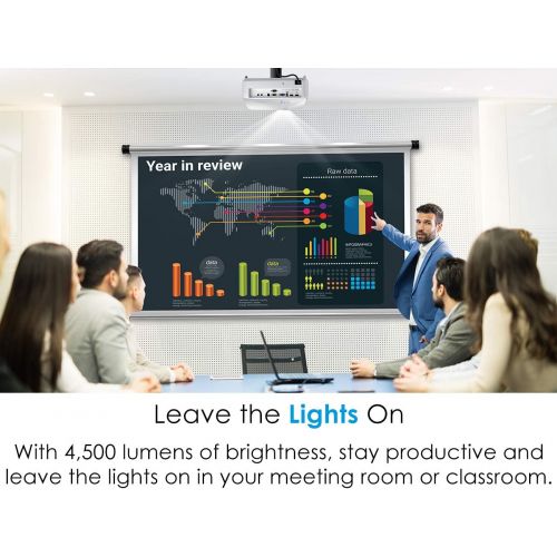  Optoma EH412 1080P HDR DLP Professional Projector Super Bright 4500 Lumens Business Presentations, Classrooms, and Meeting Rooms 15000 Hour Lamp Life 4K HDR Input Speaker Built in