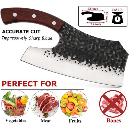  [아마존베스트]KITORY Vegetable Cleaver 7.4 Effort Saving Kitchen Knife Chinese Butcher Knives Forged Handmade Full Tang Chopper Break through Physics Design 7Cr17MoV Steel Blade Red Sandalwood E