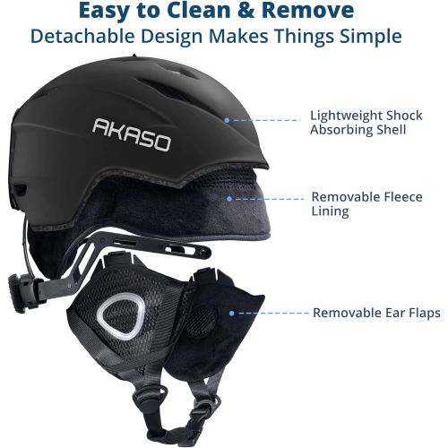  AKASO Ski Helmet for Men and Women, Snowboard Helmet, Snow Sport Helmet, Goggles Compatible, Ski Helmet for Youth