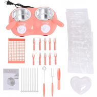 HAQQI Chocolate Melting Pot Electric Fondue Melter Machine Set with Mold DIY Pink Stainless Steel Plastic Home Candy Chocolate Making Melting Pot Kitchen Tool Double-pot