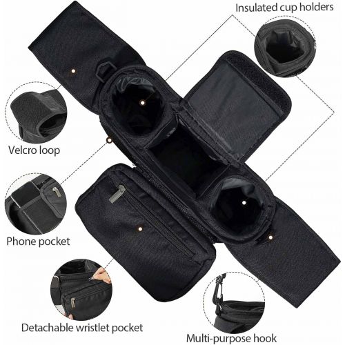  NYJUCL Baby Stroller Organizer with Cup Holder, Large Capacity Universal Portable Black Accessories Caddy Bag, Compatible with Graco Doona Nuna Uppababy Bob Britax Baby Trend Jogger and A