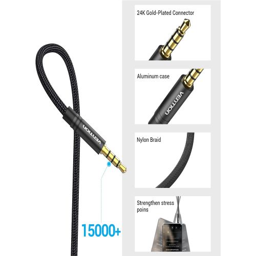 [아마존베스트]VENTION - Headphone Extension Cable, Extra Stereo Jack Cable, 3.5mm Audio Extension Cable, Stereo Audio Cable, Gold Plated Nylon Braided Cable for Headset/TV/Laptop/Phone