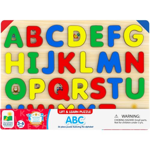  The Learning Journey: Lift & Learn ABC Puzzle - Pictures Underneath Each Piece - Alphabet and Phonics Learning Toy