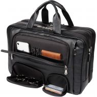 [아마존베스트]YOGCI Mens Real Leather Briefcase Business Travel Messenger Bag Fits 17 Inch Laptop YKK Zipper (Black)