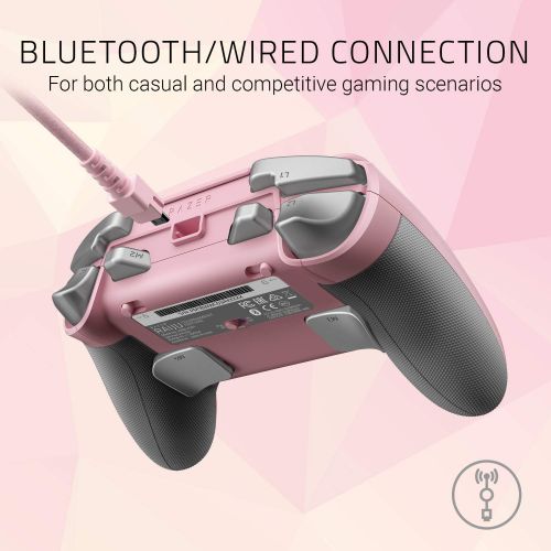 레이저 Razer Raiju Tournament Edition Quartz - Wireless and Wired Gaming Controller with Mecha Tactile Action Buttons, Interchangeable Parts and Quick Control Panel, compatible with PS4 a