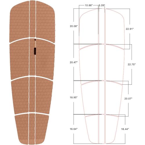  Abahub 12 Piece Surf SUP Deck Traction Pad Premium EVA with Tail Kicker 3M Adhesive for Paddleboard Longboard Surfboard Black/Blue/Gray/Navy Blue/Orange/White