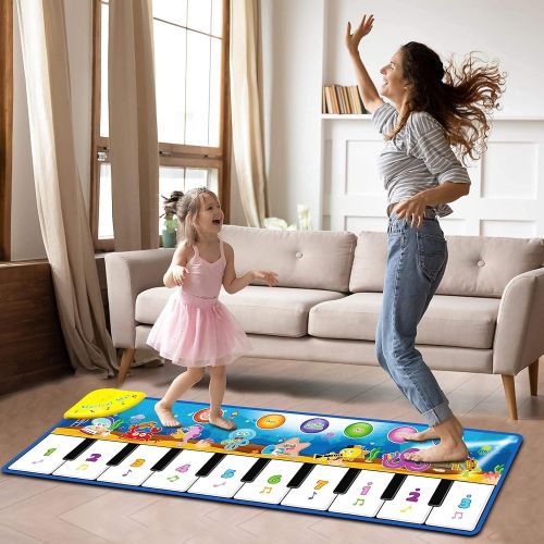  [아마존베스트]Foayex Kids Toys for 1 Year Old Boy, Musical Mat, Piano Keyboard Dance Floor Mat Carpet Animal Blanket Touch Playmat, Early Education Music Toys First Birthday Gift for Baby Toddlers 3-5